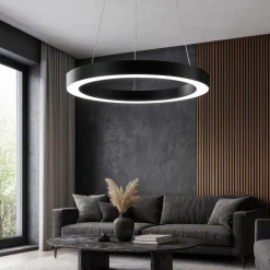 Lampadari Moderni-Ideal Lux Oracle sp d50 lampadario particolare rotondo nero led 3000k 28w