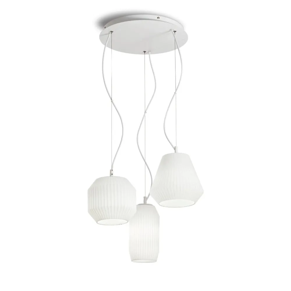 Lampadari Moderni-Ideal Lux Origami sp3 lampadario per soggiorno tre luci vetri