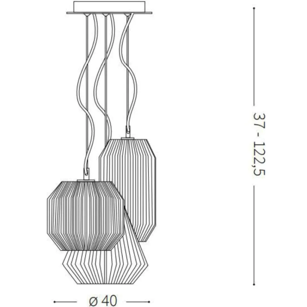 Lampadari Moderni-Ideal Lux Origami sp3 lampadario per soggiorno tre luci vetri