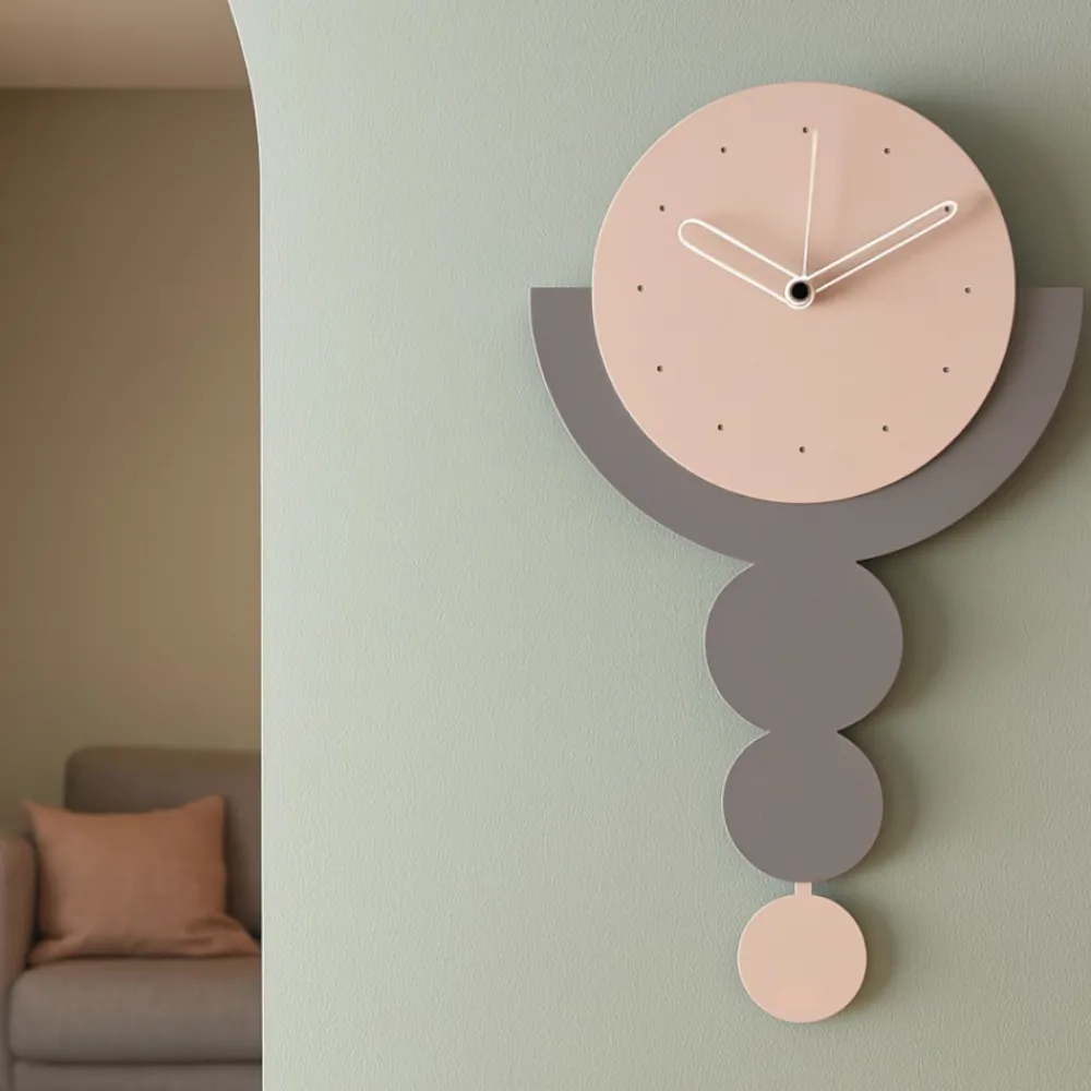 Orologi Da Parete Moderni-Selezionato da Mazzolaluce Orologio a pendolo da parete design cerchi gelso e glicine