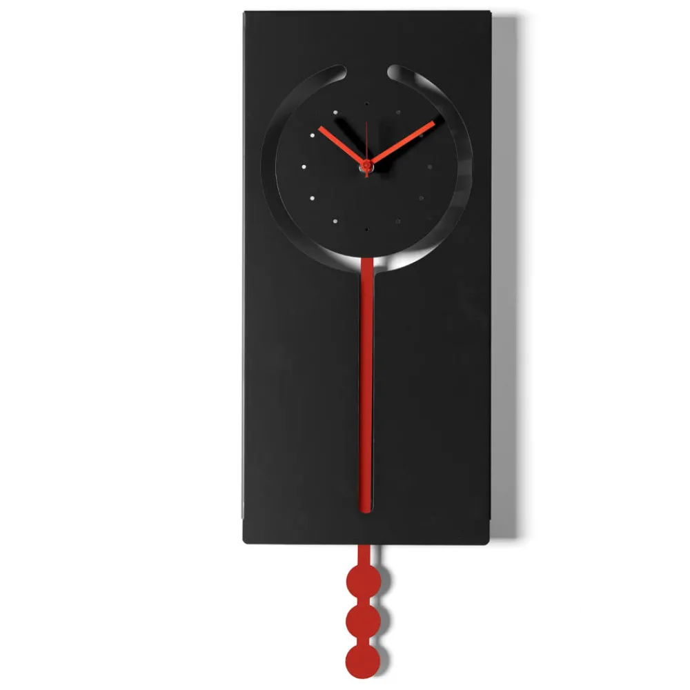 Orologi Da Parete Moderni-Selezionato da Mazzolaluce Orologio a pendolo da parete moderno nero e rosso