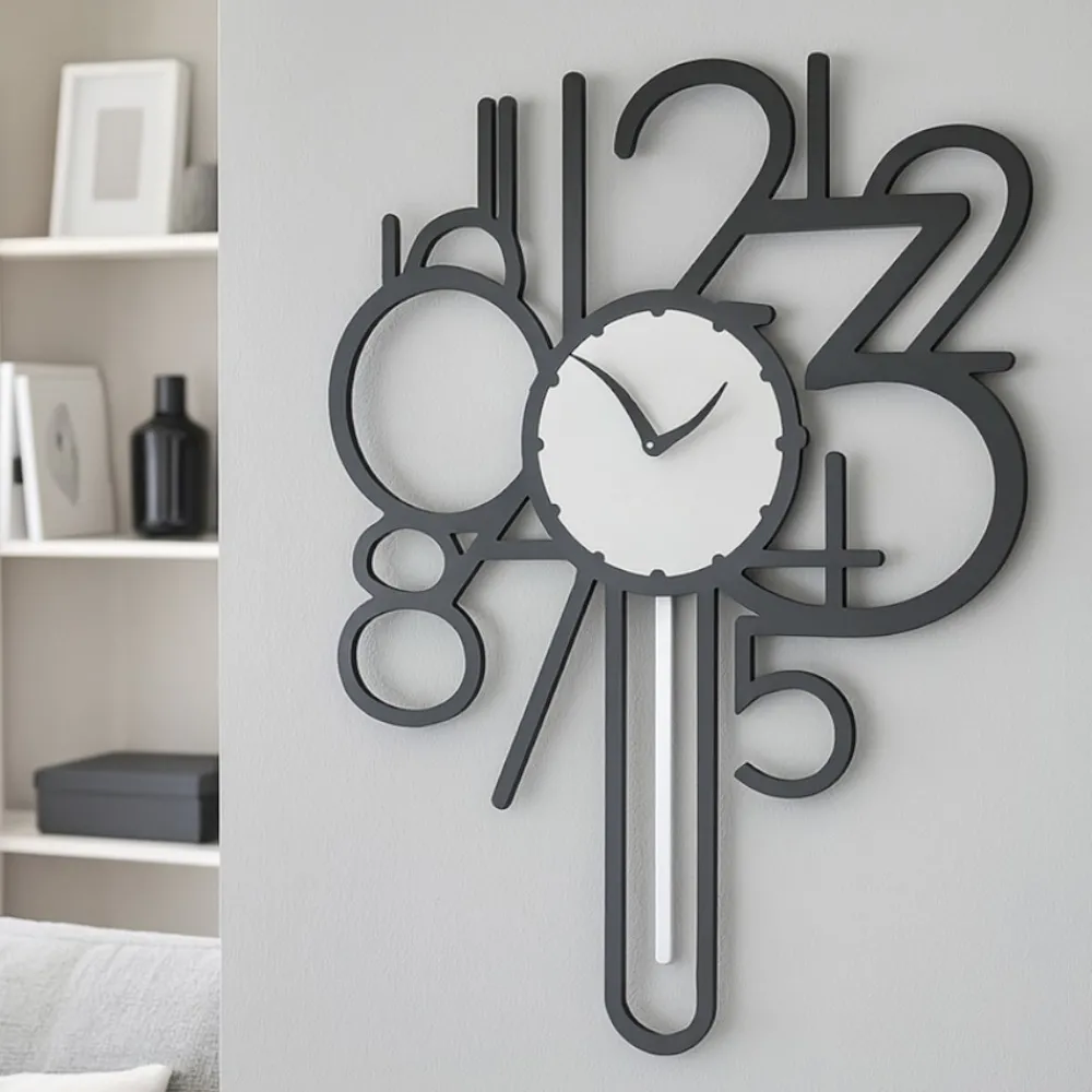 Orologi Da Parete Moderni-Selezionato da Mazzolaluce Orologio a pendolo da parete moderno legno nero