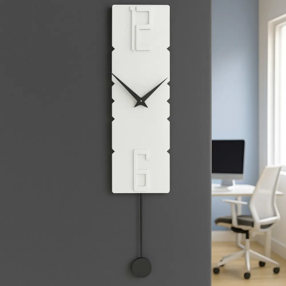 Orologi Da Parete Moderni-Selezionato da Mazzolaluce Orologio a pendolo da parete moderno legno bianco