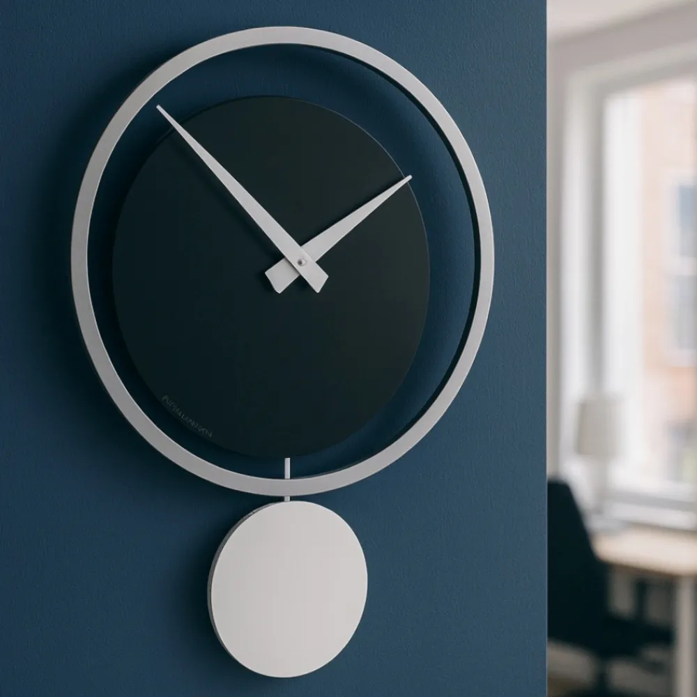 Orologi Da Parete Moderni-Selezionato da Mazzolaluce Orologio a pendolo da parete moderno nero bianco grigio