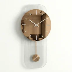 Orologi Da Parete Moderni-Selezionato da Mazzolaluce Orologio a pendolo design moderno 40x80 in vetro specchio bronzo