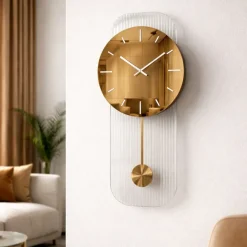 Orologi Da Parete Moderni-Selezionato da Mazzolaluce Orologio a pendolo design moderno 40x80 in vetro specchio bronzo