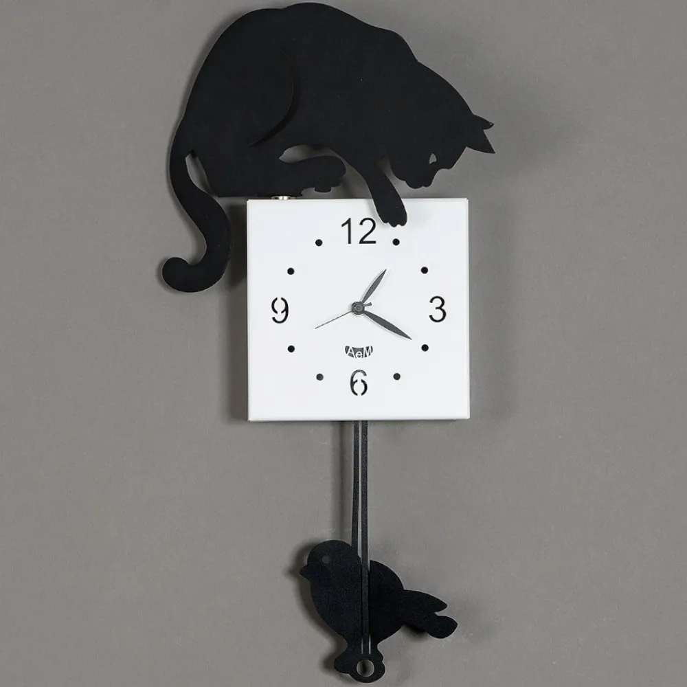 Orologi Da Parete Moderni-Selezionato da Mazzolaluce Orologio a pendolo moderno da muro gatto nero