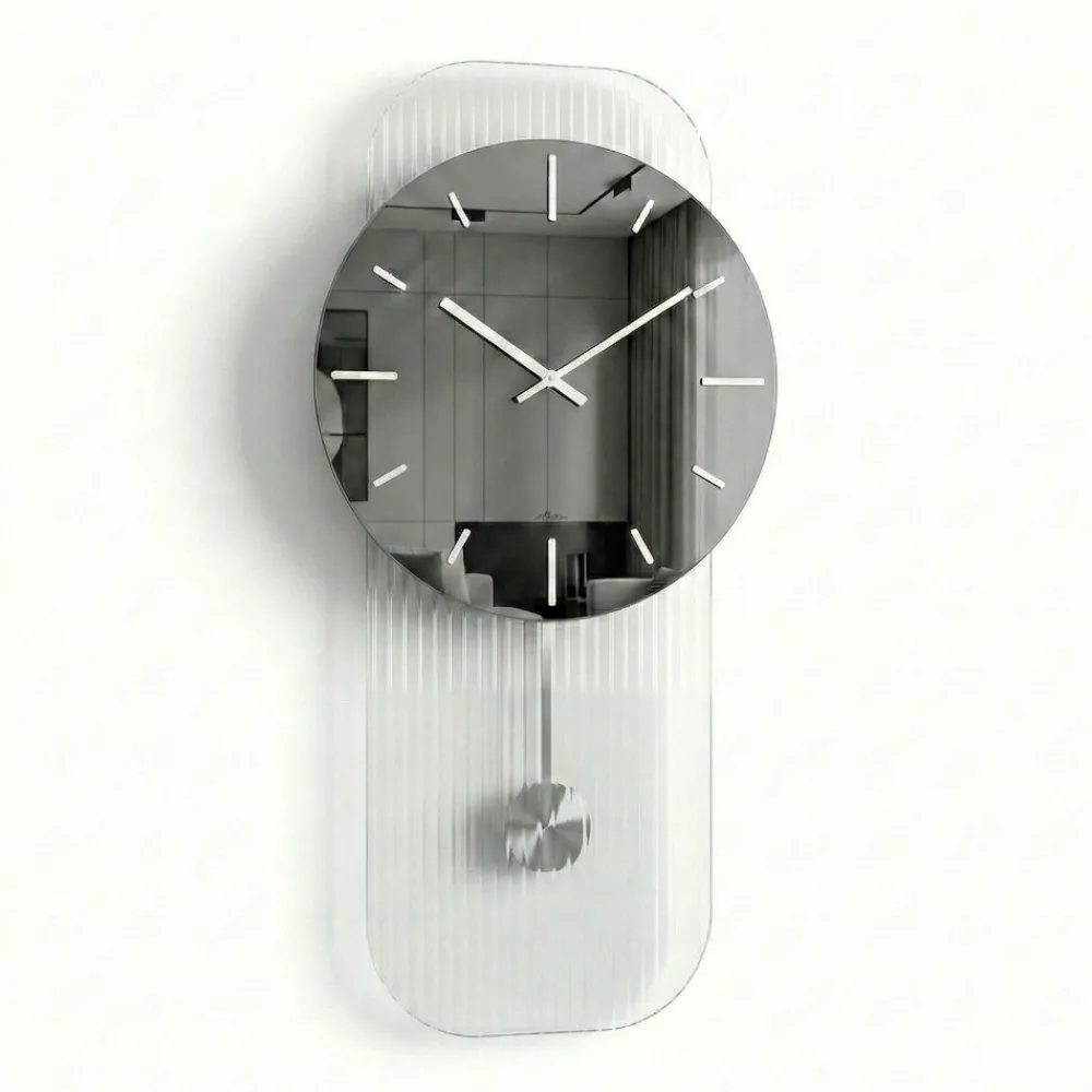 Orologi Da Parete Moderni-Selezionato da Mazzolaluce Orologio a pendolo 40x80 design moderno in vetro specchio fume