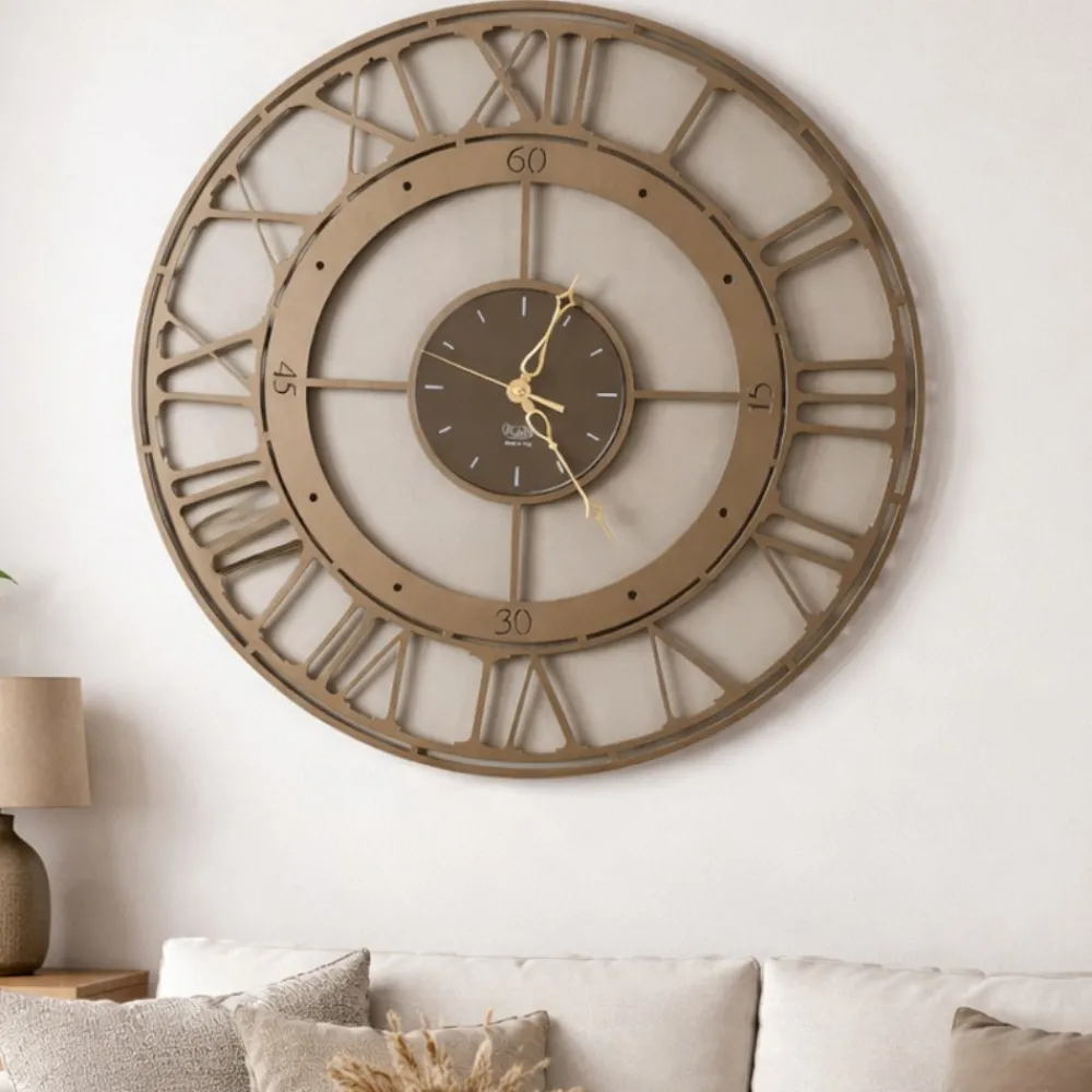 Orologi Da Parete Moderni-Selezionato da Mazzolaluce Orologio bronzo 50cm moderno da parete numeri romani rotondo