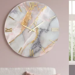Orologi Da Parete Moderni-Selezionato da Mazzolaluce Orologio cipro di resina 80cm da parete moderno foglia oro cristalli