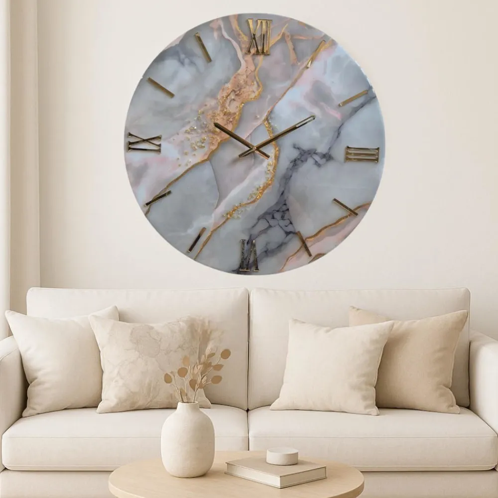Orologi Da Parete Moderni-Selezionato da Mazzolaluce Orologio cipro di resina 80cm da parete moderno foglia oro cristalli