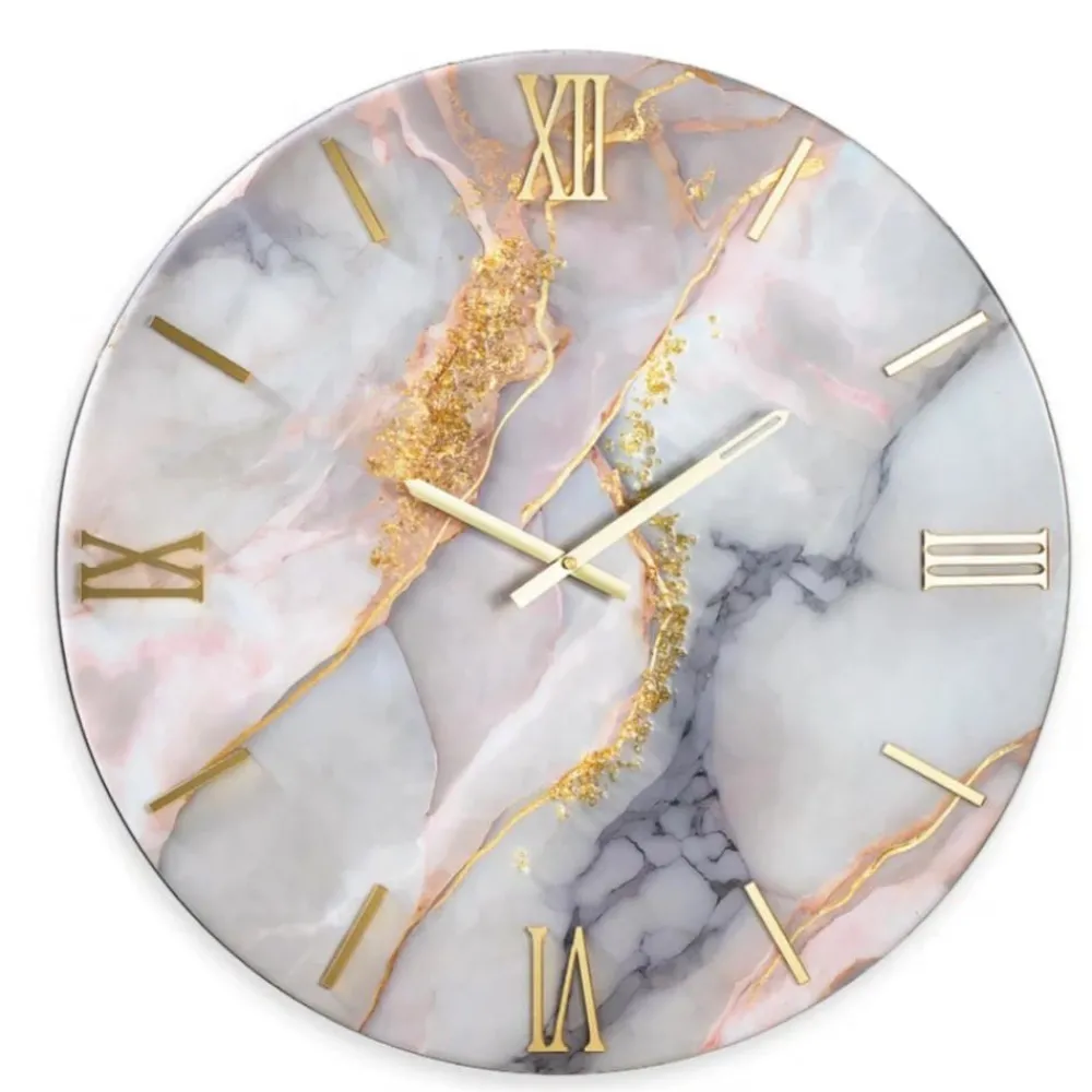 Orologi Da Parete Moderni-Selezionato da Mazzolaluce Orologio cipro di resina 80cm da parete moderno foglia oro cristalli