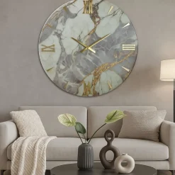 Orologi Da Parete Moderni-Selezionato da Mazzolaluce Orologio 100cm da parete effetto marmo grigio oro moderno