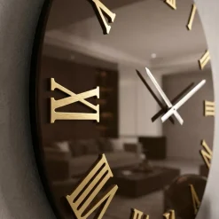 Orologi Da Parete Moderni-Selezionato da Mazzolaluce Orologio 80 cm da parete specchio bronzo numeri romani oro rotondo