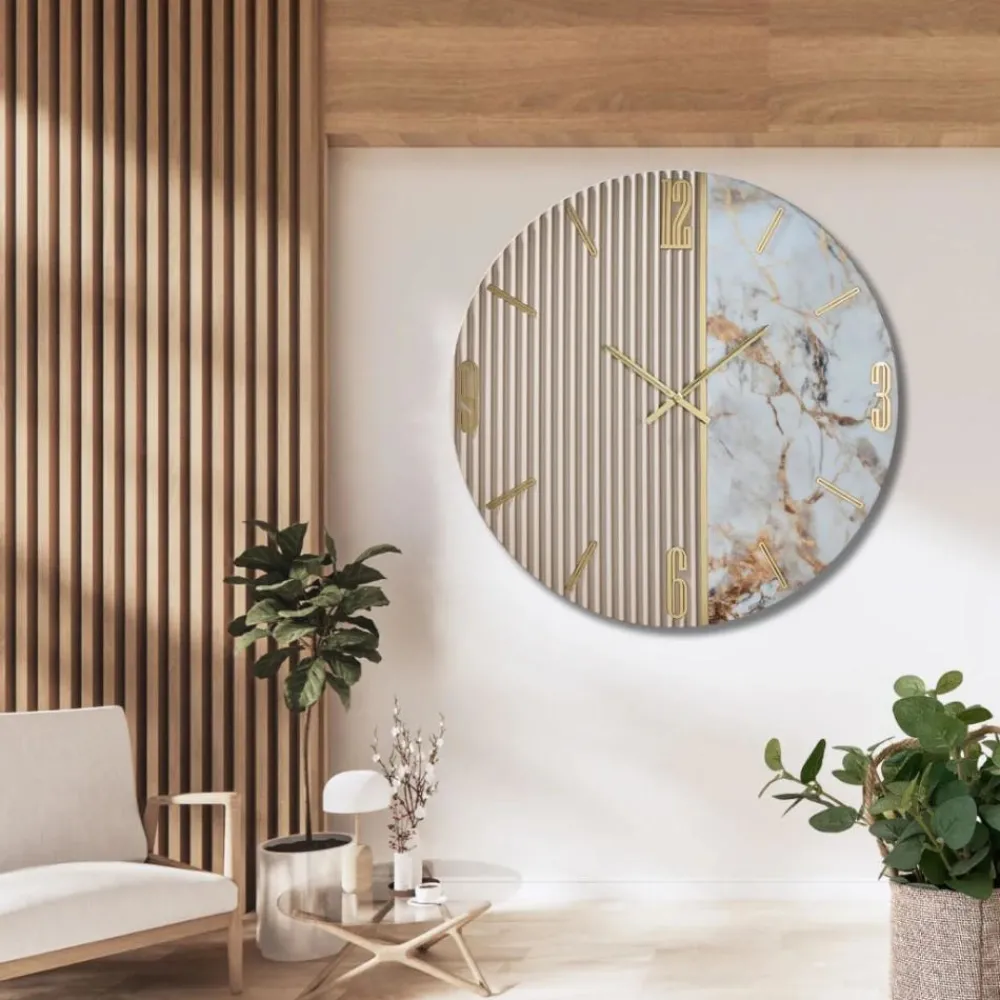 Orologi Da Parete Moderni-Selezionato da Mazzolaluce Orologio 80cm per parete di grandi dimensioni effetto marmo