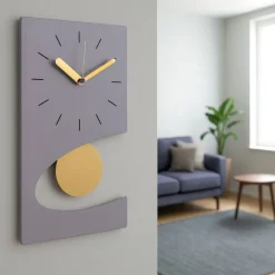 Orologi Da Parete Moderni-Selezionato da Mazzolaluce Orologio con pendolo da parete viola dettagli oro