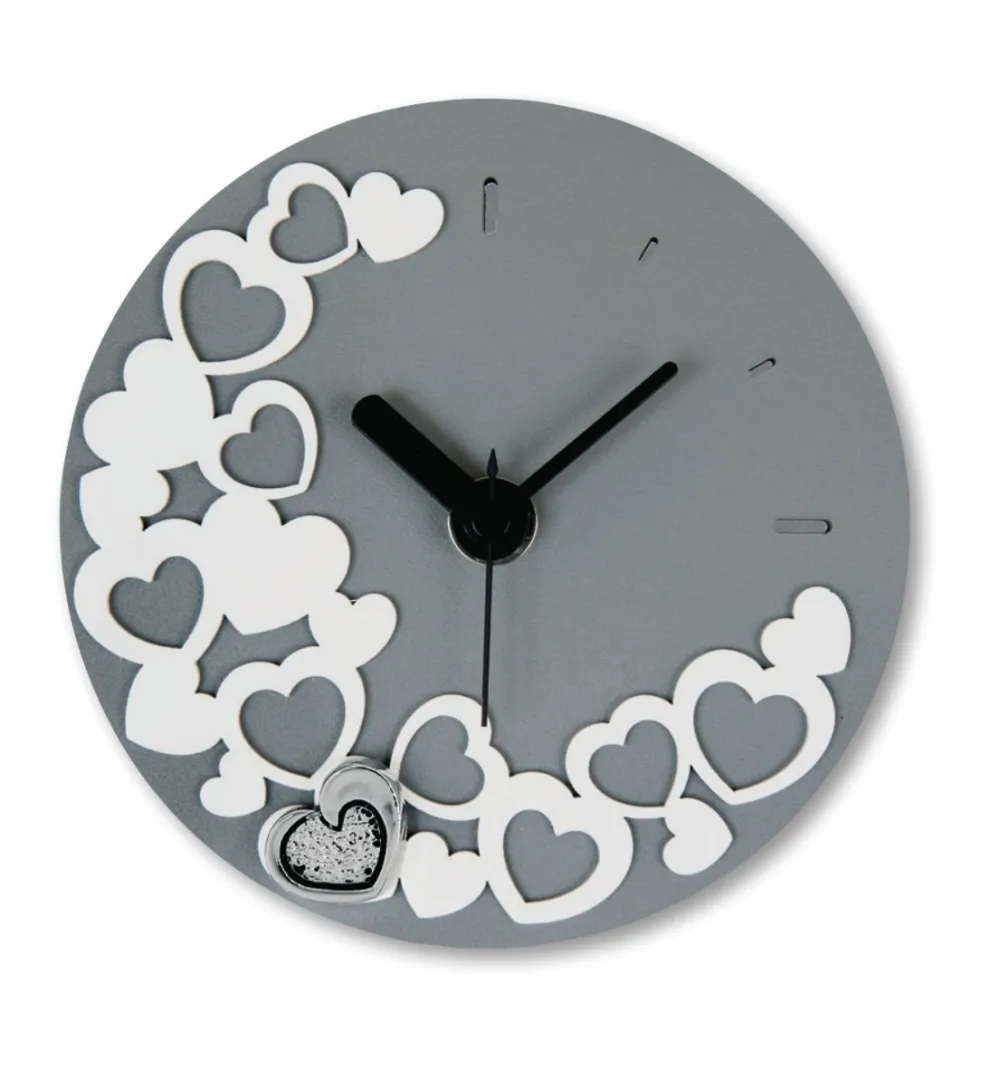 Soprammobili Moderni-Selezionato da Mazzolaluce Orologio da comodino moderno cuori grigio fp
