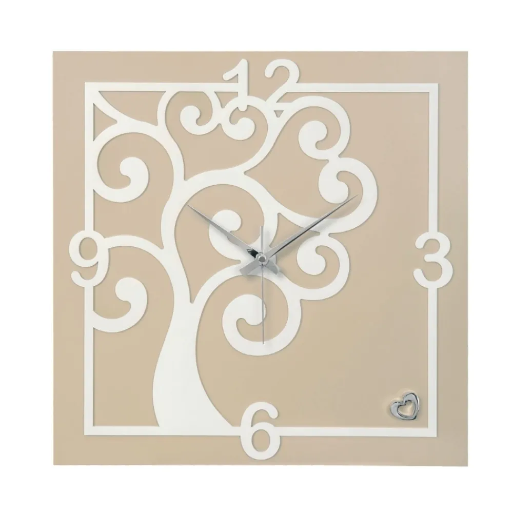 Orologi Da Parete Moderni-Bongelli Preziosi Orologio da muro albero della vita nocciola quadrato