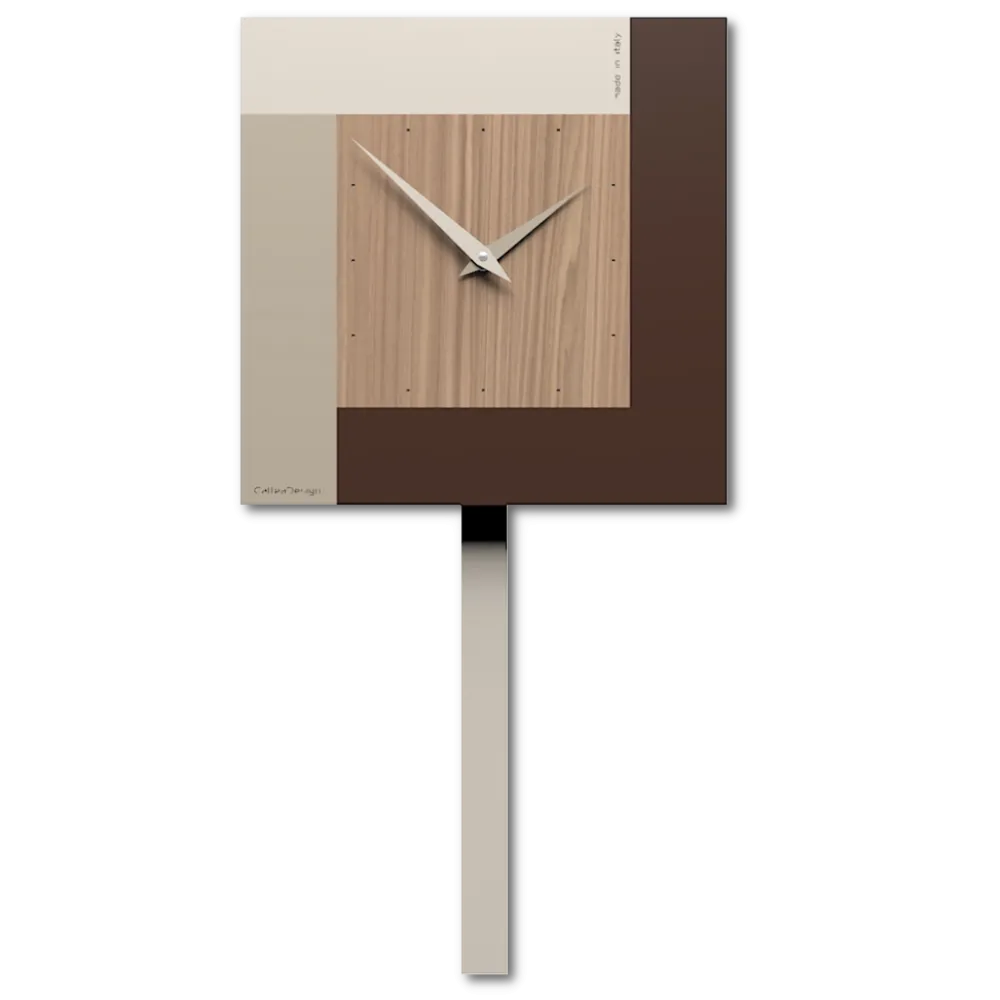 Orologi Da Parete Moderni-Selezionato da Mazzolaluce Orologio da muro a pendolo moderno stripes noce canaletto