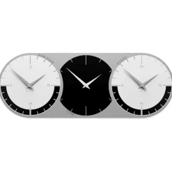 Orologi Da Parete Moderni-Selezionato da Mazzolaluce Orologio da muro fusi orari 3 nero grigio bianco in legno