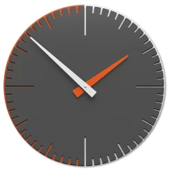 Orologi Da Parete Moderni-Selezionato da Mazzolaluce Orologio da muro grigio quarzo arancione bianco in legno