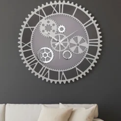 Orologi Da Parete Moderni-Bongelli Preziosi Orologio da muro ingranaggi grigio