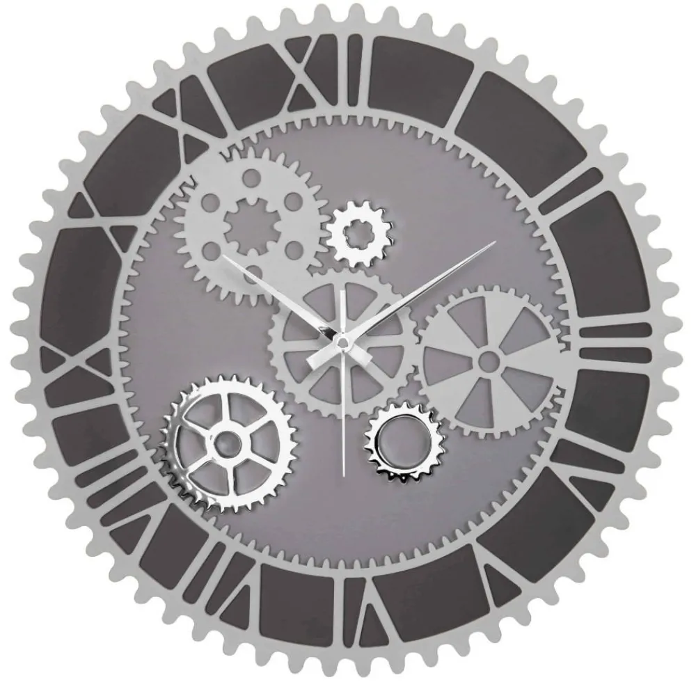 Orologi Da Parete Moderni-Bongelli Preziosi Orologio da muro ingranaggi grigio