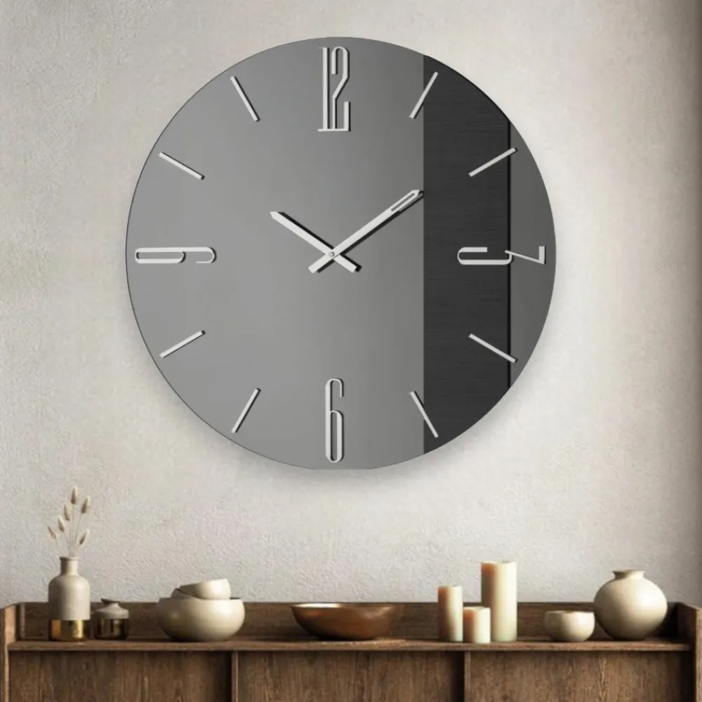 Orologi Da Parete Moderni-Selezionato da Mazzolaluce Orologio da muro mantra in vetro fume 60cm rotondo design moderno