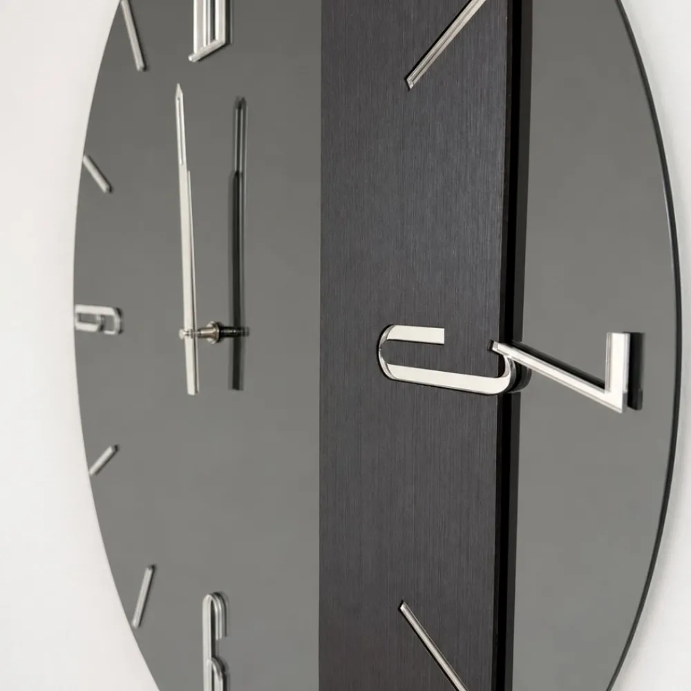 Orologi Da Parete Moderni-Selezionato da Mazzolaluce Orologio da muro mantra in vetro fume 60cm rotondo design moderno