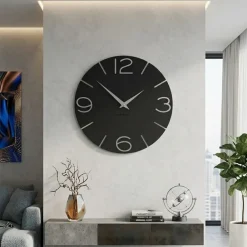 Orologi Da Parete Moderni-Selezionato da Mazzolaluce Orologio da muro moderno legno nero rotondo