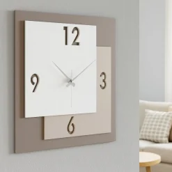 Orologi Da Parete Moderni-Bongelli Preziosi Orologio da muro moderno quadrato nocciola
