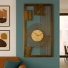 Orologi Da Parete Moderni-Selezionato da Mazzolaluce Orologio da muro moderno rettangolare caramello e oro laccato