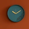Orologi Da Parete Moderni-Selezionato da Mazzolaluce Orologio da muro moderno rotondo color petrolio con foglie