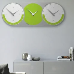 Orologi Da Parete Moderni-Selezionato da Mazzolaluce Orologio da muro moderno verde mela bianco grigio 3 fusi orari in legno