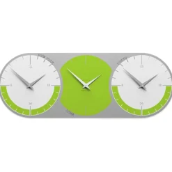 Orologi Da Parete Moderni-Selezionato da Mazzolaluce Orologio da muro moderno verde mela bianco grigio 3 fusi orari in legno