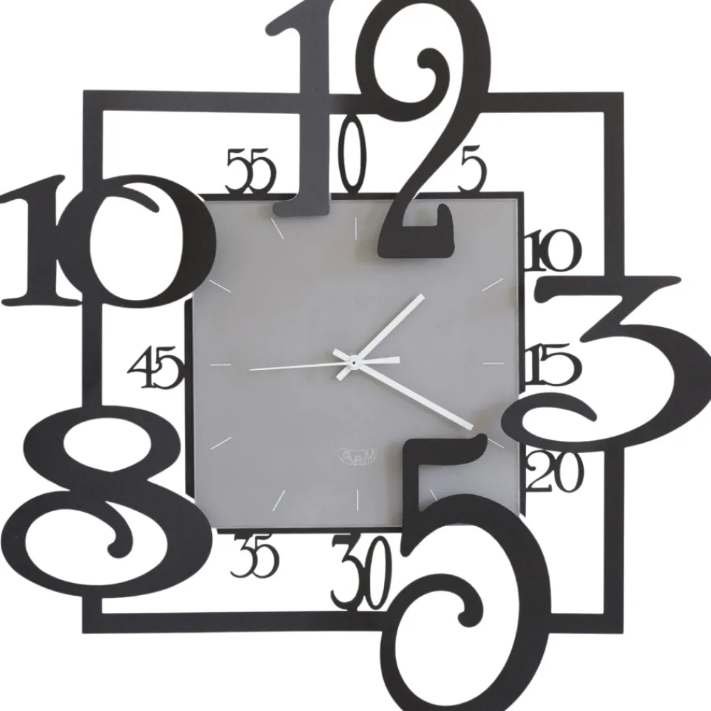 Orologi Da Parete Moderni-Selezionato da Mazzolaluce Orologio da muro nero grigio design quadrato moderno