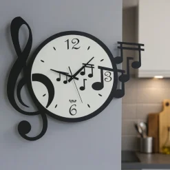 Orologi Da Parete Moderni-Selezionato da Mazzolaluce Orologio da muro note musicali moderno bianco e nero