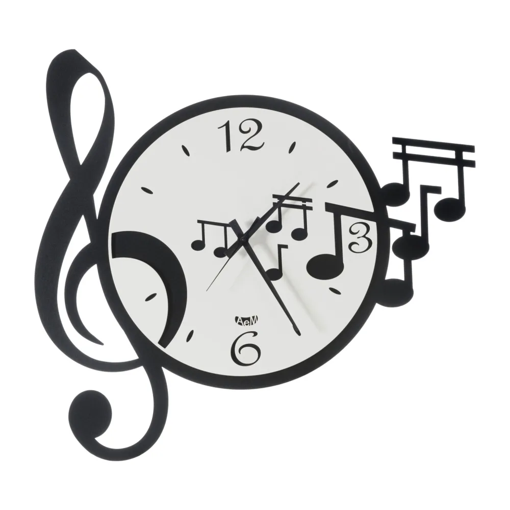 Orologi Da Parete Moderni-Selezionato da Mazzolaluce Orologio da muro note musicali moderno bianco e nero