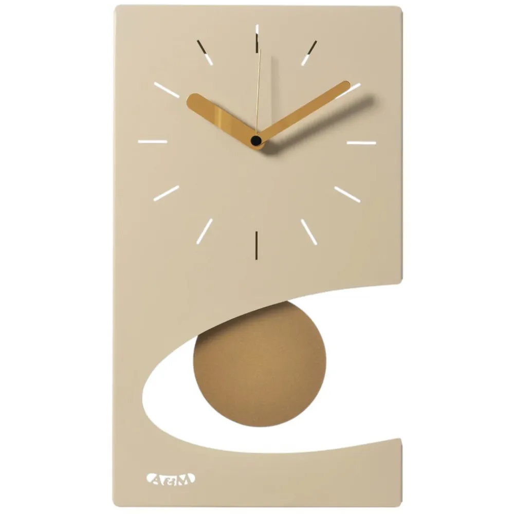 Orologi Da Parete Moderni-Selezionato da Mazzolaluce Orologio da muro pendolo dorato moderno color crema