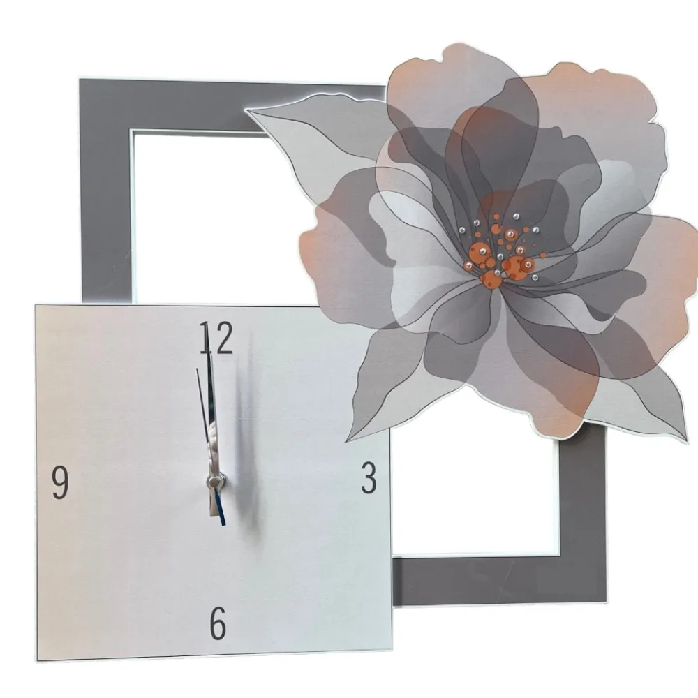 Orologi Da Parete Moderni-Bongelli Preziosi Orologio da muro rose cipria 50x45 con strass
