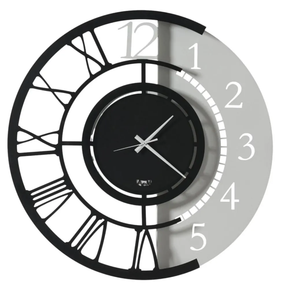 Orologi Da Parete Moderni-Selezionato da Mazzolaluce Orologio da muro rotondo nero dual time numeri moderni