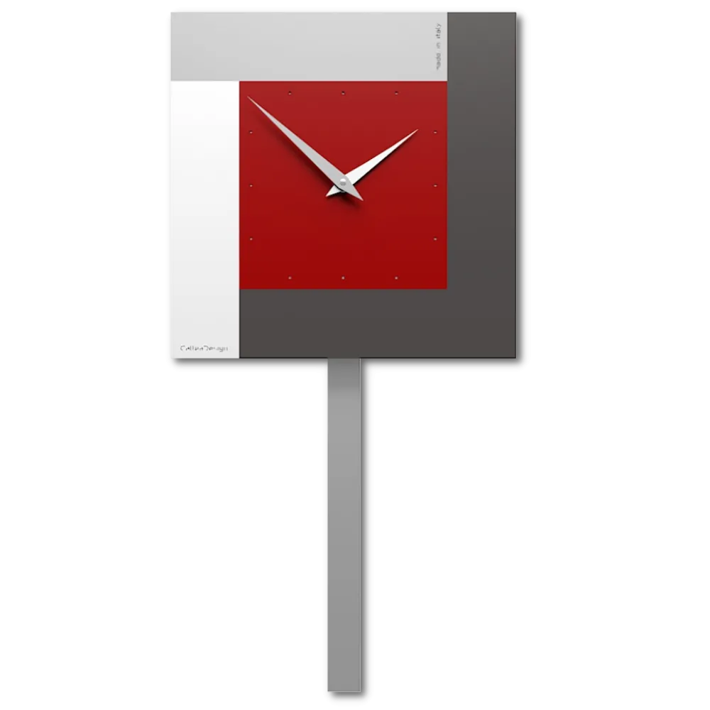 Orologi Da Parete Moderni-Selezionato da Mazzolaluce Orologio da parete a pendolo rosso rubino grigio bianco