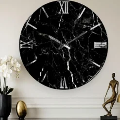 Orologi Da Parete Moderni-Selezionato da Mazzolaluce Orologio da parete buio 40cm effetto marmo nero moderno
