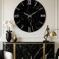 Orologi Da Parete Moderni-Selezionato da Mazzolaluce Orologio da parete buio 40cm effetto marmo nero moderno