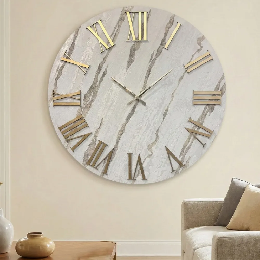Orologi Da Parete Moderni-Selezionato da Mazzolaluce Orologio da parete 40cm carta da parati oro numeri romani