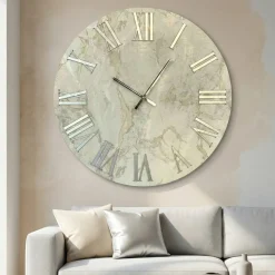 Orologi Da Parete Moderni-Selezionato da Mazzolaluce Orologio da parete 40cm con carta da parati numeri romani argento