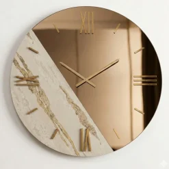 Orologi Da Parete Moderni-Selezionato da Mazzolaluce Orologio da parete 60cm design carta da parati specchio bronzo