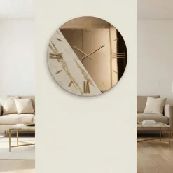 Orologi Da Parete Moderni-Selezionato da Mazzolaluce Orologio da parete 60cm design carta da parati specchio bronzo