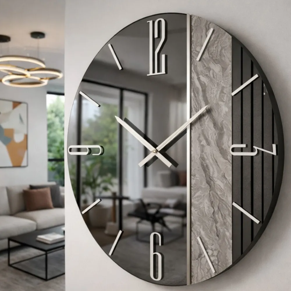 Orologi Da Parete Moderni-Selezionato da Mazzolaluce Orologio da parete 80 cm design moderno specchiato fume