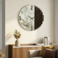 Orologi Da Parete Moderni-Selezionato da Mazzolaluce Orologio da parete 60cm design tondo resina legno contemporaneo
